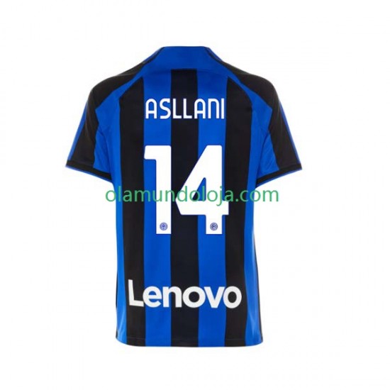 Camisola Inter de Milão Kristjan Asllani 14 Homem Equipamento Primeiro 2022-2023 Manga Curta